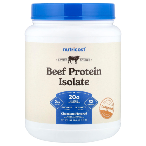 Nutricost, изолят говяжьего протеина, со вкусом шоколада, 907 г (2 фунта)