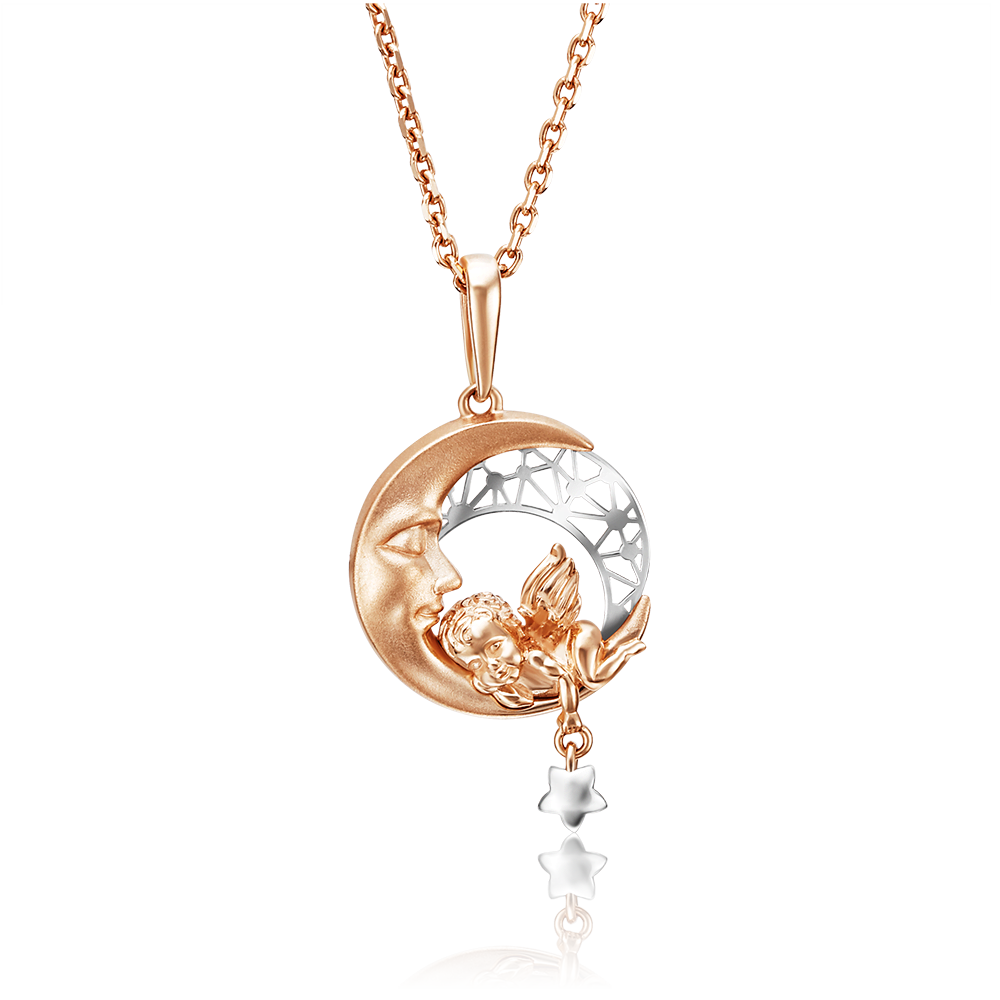 Подвеска «Ангелок» из комбинированного золота