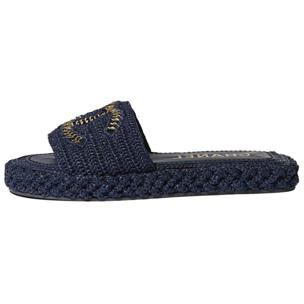 CHANEL Slide Slippers Women"s Marine Blue