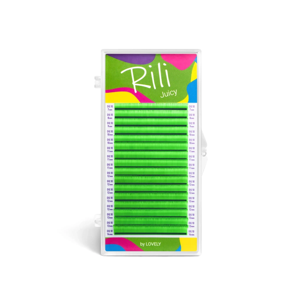 Ресницы неоновые зеленые Rili Juicy - 16 линий - MIX