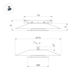 Светильник MAG-MICROCOSM-VINYL-R170-7W Warm3000 (WH, 150 deg, 24V) (Arlight, IP20 Металл, 5 лет) 051834