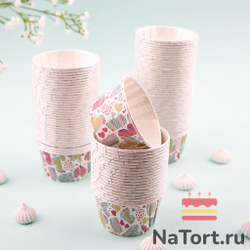 Формы бумажные с ламинацией «Маффин» 50х40 мм (Цветные сердца) 100 шт