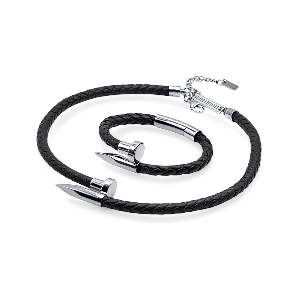 black nail set silver