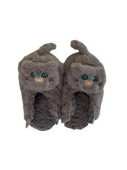 Тапочки детские Лиана, кигуруми Котики, темно-серый, 10-12 лет 21-22,5 см