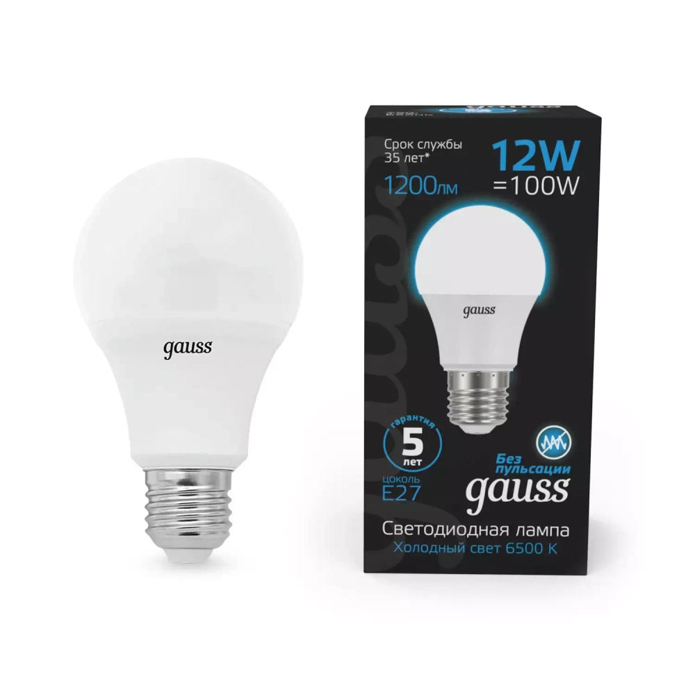 Лампа Gauss LED A60 12W E27 1200 lm 6500K 102502312