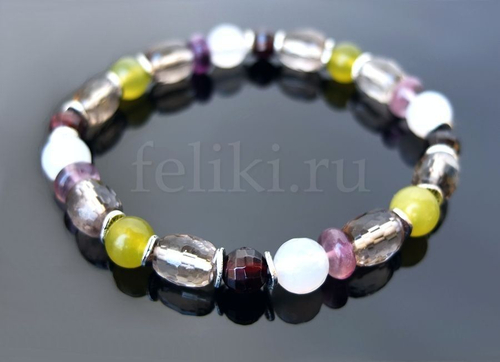 браслет из раухтопаза и граната (б-0902)