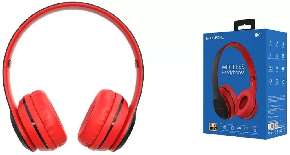 Гарнитура Bluetooth накладные BOROFONE  BO4 красные