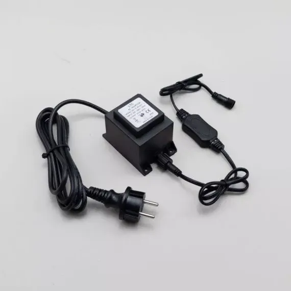 Трансформатор 60W с выпрямителем 24В., до 1000 LED, провод черный Каучук, IP65, LTC (PTR60-3A)