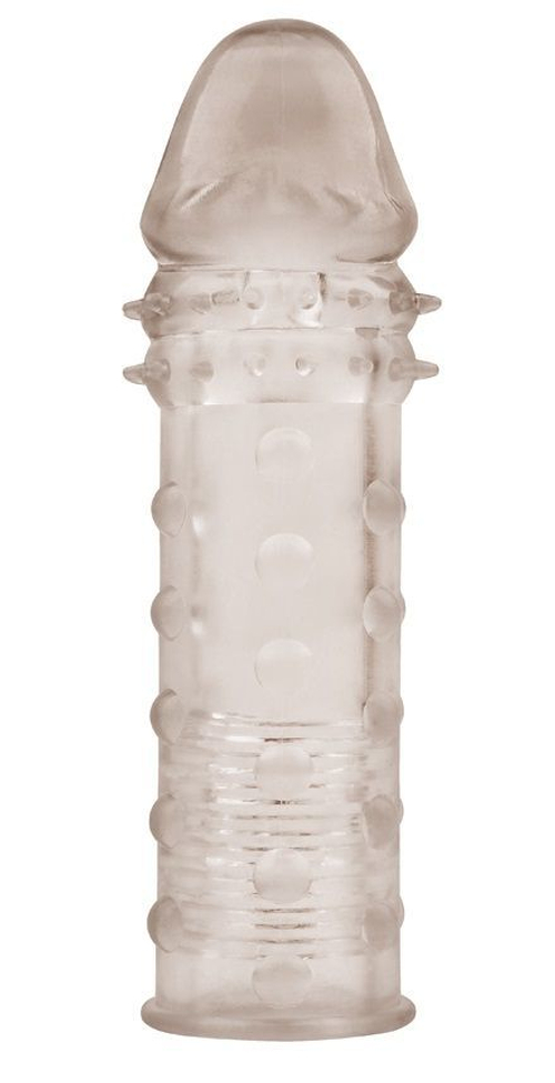 Дымчатая удлиняющая насадка на пенис Extra Texture Sleeve - 16,2 см.