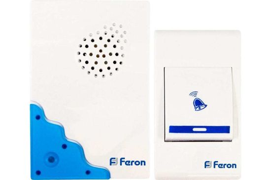 Звонок кнопка Feron IP 65 32 мел белый, синий 2х1,5V/АА 23679