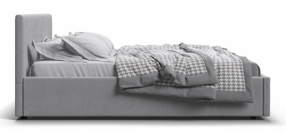 Ронда Кровать+ПМ 160 Велюр Монолит сталь