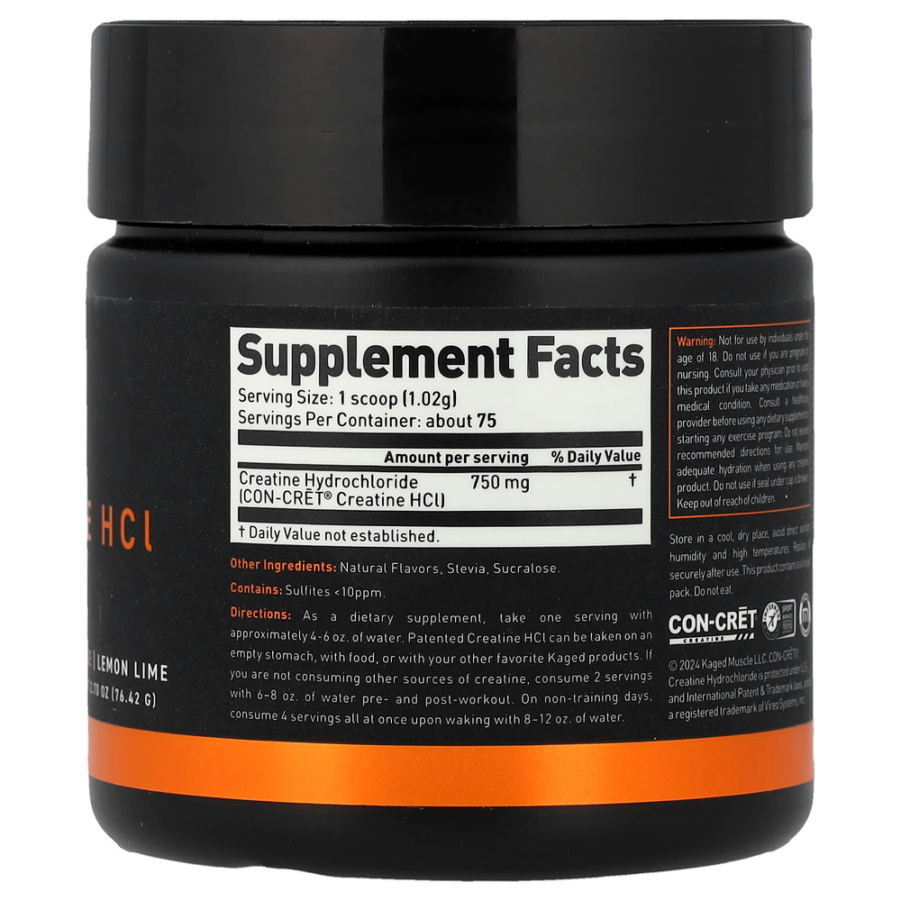 Kaged, креатин гидрохлорид, лимон и лайм, 76,42 г (2,7 унции)
