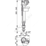 Арматура для бачка наливная 3/8" нижнее подключение Alca Plast A18-3/8"