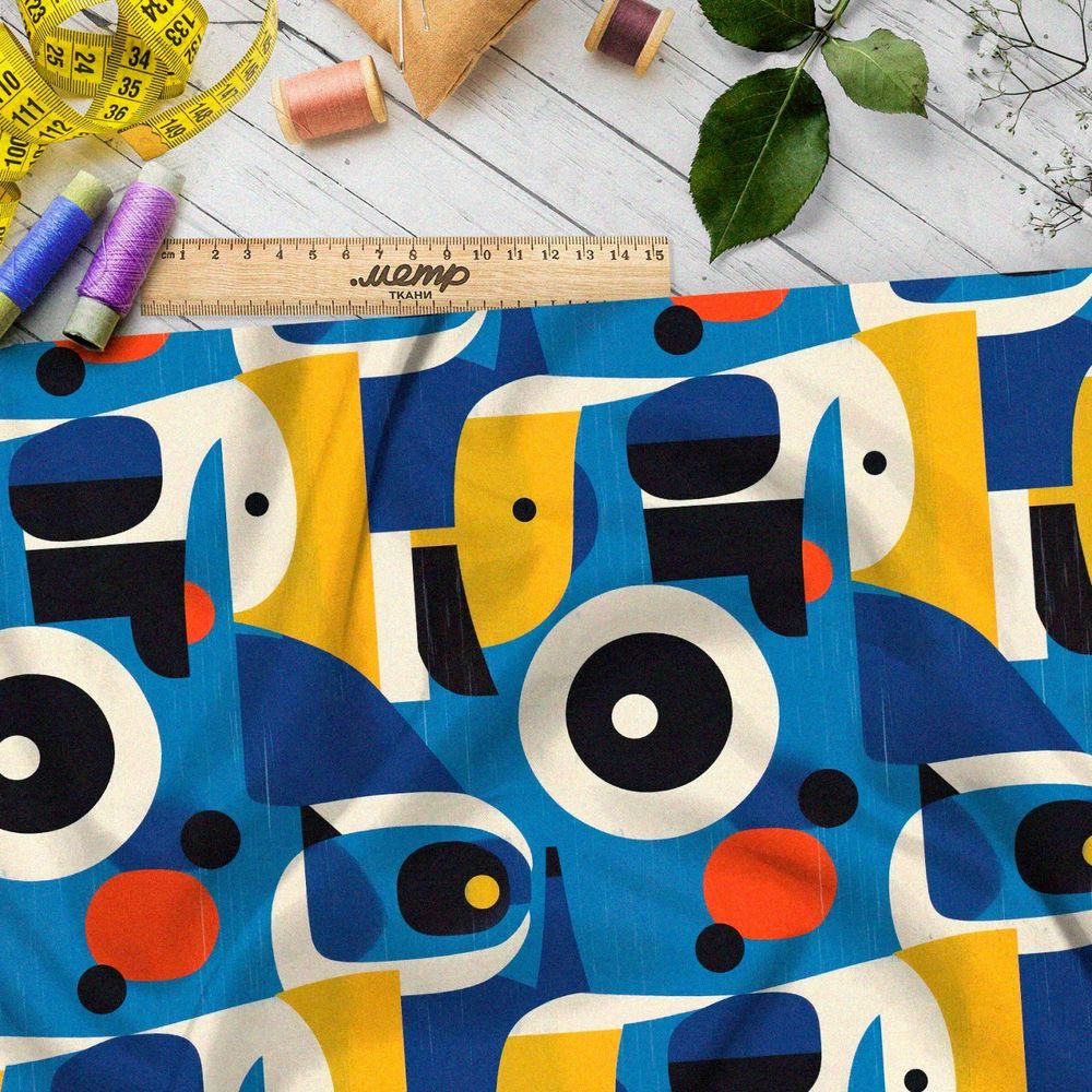 Ткань премиум габардин абстрактные животные