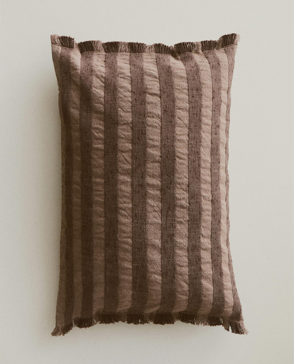 Zara Home наволочка декоративная из хлопка, коричневый, в полоску, 40x60 см