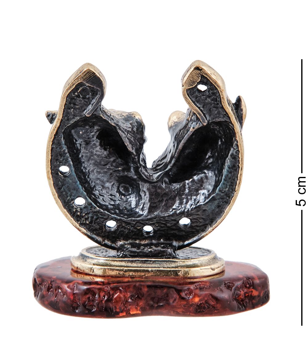 AM-3964 Фигурка «Подкова Лошадки на счастье» (латунь, янтарь)