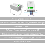 Реле GRITT Core 1 линия 220В/1000Вт с управлением по WiFi, CR180010WF