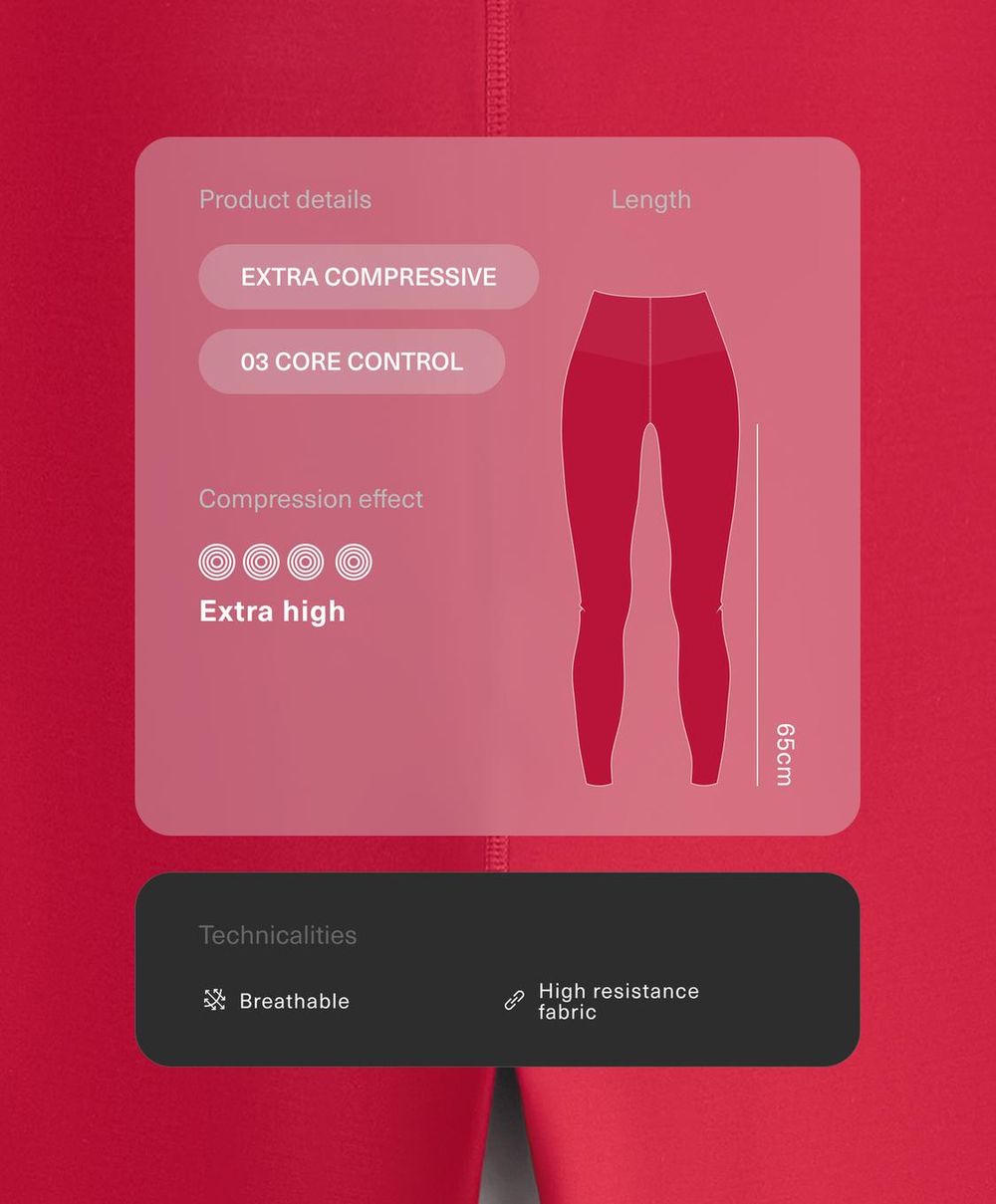 OYSHO Компрессионные легинсы Extra Compressive Core Control длиной 65 см, красный