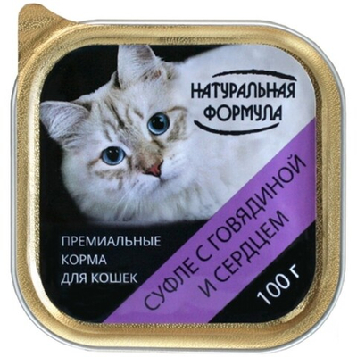 Натуральная формула 100 г - консервы для кошек с говядиной и сердцем (суфле)