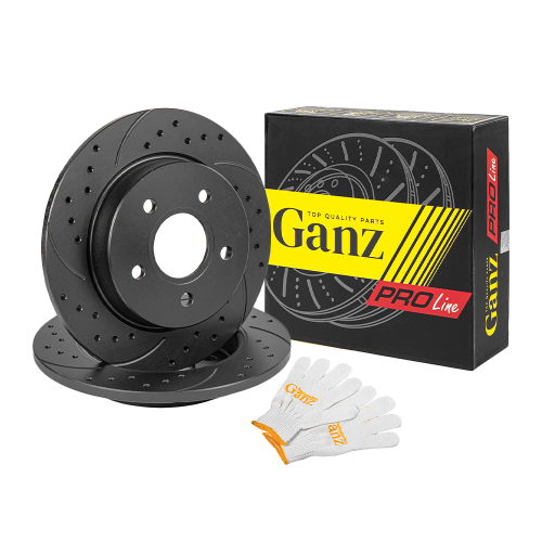 Диск тормозной задний перфорированный PRO-LINE с покрытием (комплект 2 шт) FORD FOCUS 2 GANZ GIJ06018S