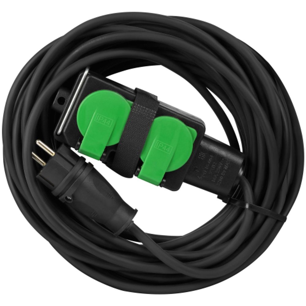Удлинитель силовой ЭРА GREEN LINE UDL-KG-3x2,5m-10m-IP44 с крышками с заземлением 4 розетки 10м КГ 3x2.5мм2 IP44 | Силовые удлинители