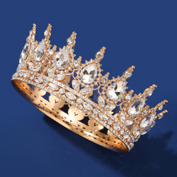 Декоративная корона на торт, золото (Белые камни)