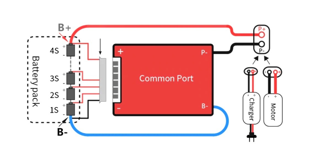 Плата контроля BMS LiFePO4 4S 12V 30A