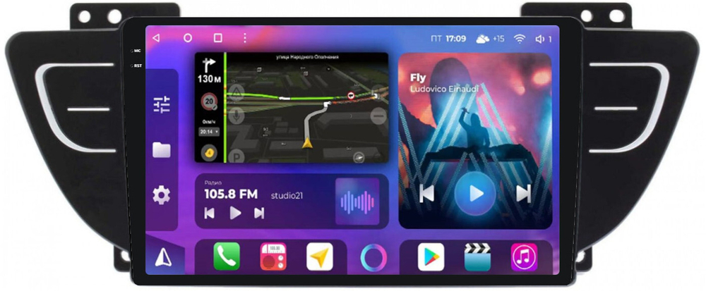 Магнитола для Geely Atlas 1 2018-2021 - FarCar BM3016M-2K монитор 9.5" 2K QLED на Android 14, TS10, 4+32Гб, CarPlay, 4G SIM-слот