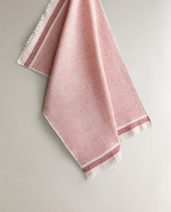 ZARA HOME КУХОННОЕ ПОЛОТЕНЦЕ ИЗ МАХРОВОГО ХЛОПКА С КОНТРАСТНОЙ ОТДЕЛКОЙ, КРАСНЫЙ