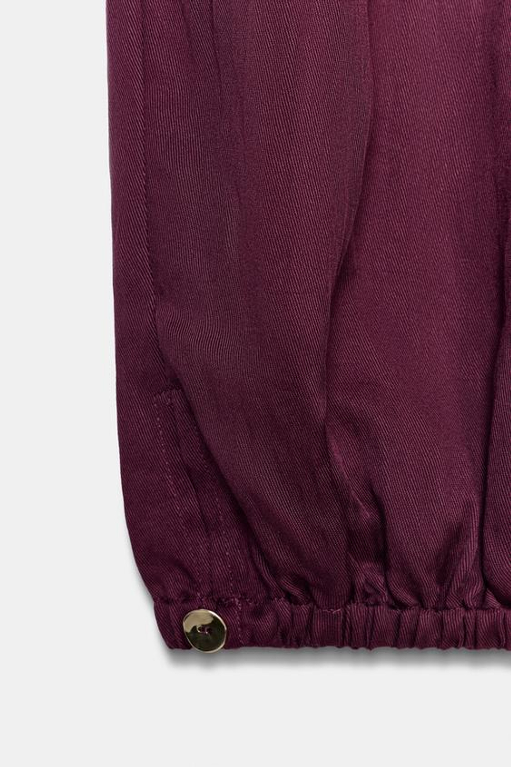 ZARA БРЮКИ-БОМБАШКИ С ЭЛАСТИЧНЫМ ПОЯСОМ, БАКЛАЖАНОВЫЙ