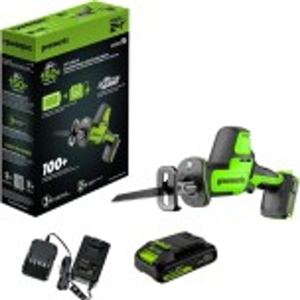 Пила сабельная аккумуляторная GREENWORKS  GPT-CRS-25 24V, АКБ 2Ач и ЗУ 1200507CUA