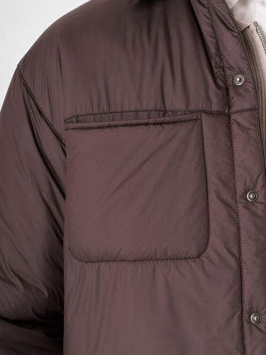 Шоколадный пуховик-рубашка на кнопках