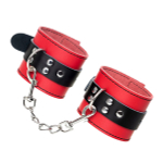 Красно-черные кожаные наручники со сцепкой ToyFa Theatre 701007