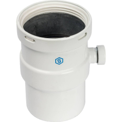 STOUT Элемент дымохода  горизонтальный Ø80  п/м с патрубком для отвода конденсата, лого