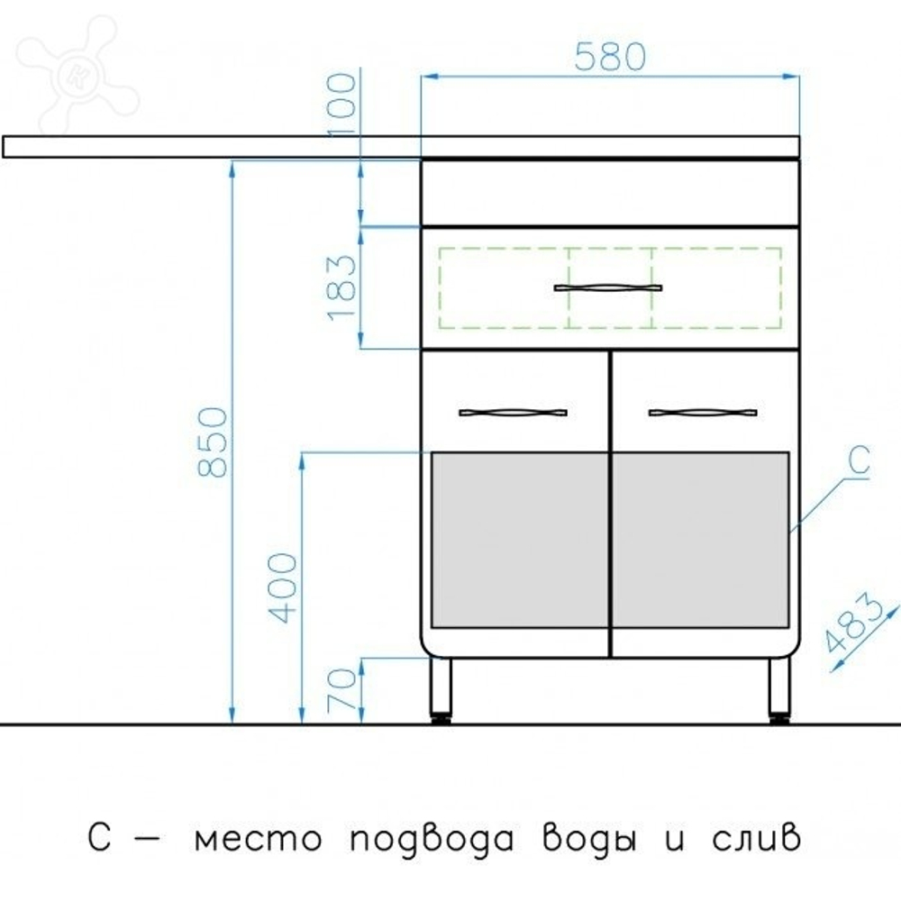 Тумба напольная "Валеро 60" Космос/Даллас 120, Люкс белая, PLUS