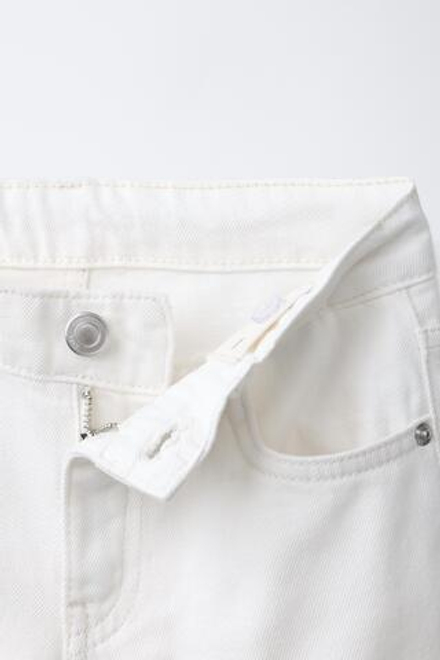 ZARA ДЖИНСЫ WIDE LEG С ЦВЕТАМИ, БЕЛЫЙ