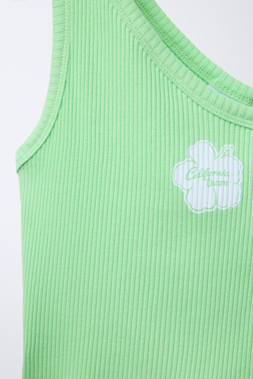 ZARA АСИММЕТРИЧНЫЙ ТОП В РУБЧИК С БУСИНАМИ, ЗЕЛЕНЫЙ