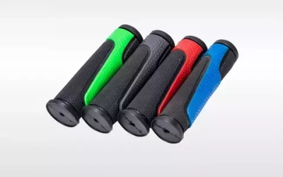 Рукоятки руля (грипсы, комплект), 120 мм резиновые, 2-х компонентные, KMS (черный/красный, F3172661-43-3)