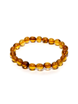 Детский браслет из цельного янтаря "Морская галька". Браслет для детей из натуральных камней