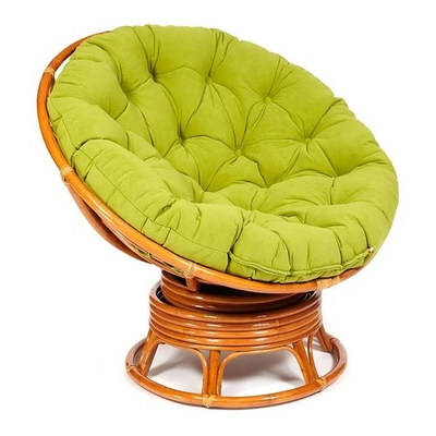 Кресло-качалка PAPASAN/ПАПАСАН /с подушкой/ 115х78х104 см, Cognac (коньяк), флок Олива, 23