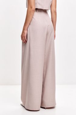 Свободные брюки с защипами серо-бежевого цвета