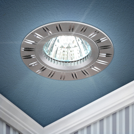 Светильник встраиваемый алюминиевый ЭРА KL33 AL/SL/1 под лампу MR16 GU5.3 серебро