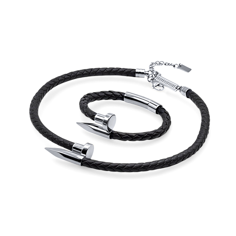 black nail set silver