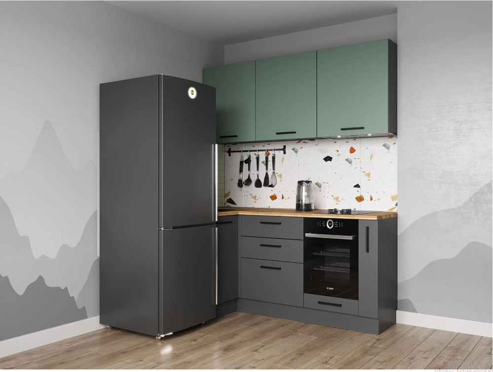 Кухонный гарнитур угловой Изумруд 1000х1800 (38мм)