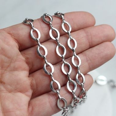 УЦЕНКА!!! Цепочка 10*8 мм, родий, 52 см, У226