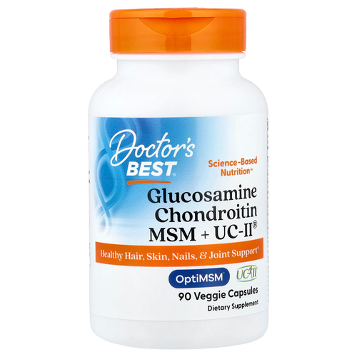 Doctor's Best, глюкозамин, хондроитин, МСМ и UCII®, 90 растительных капсул