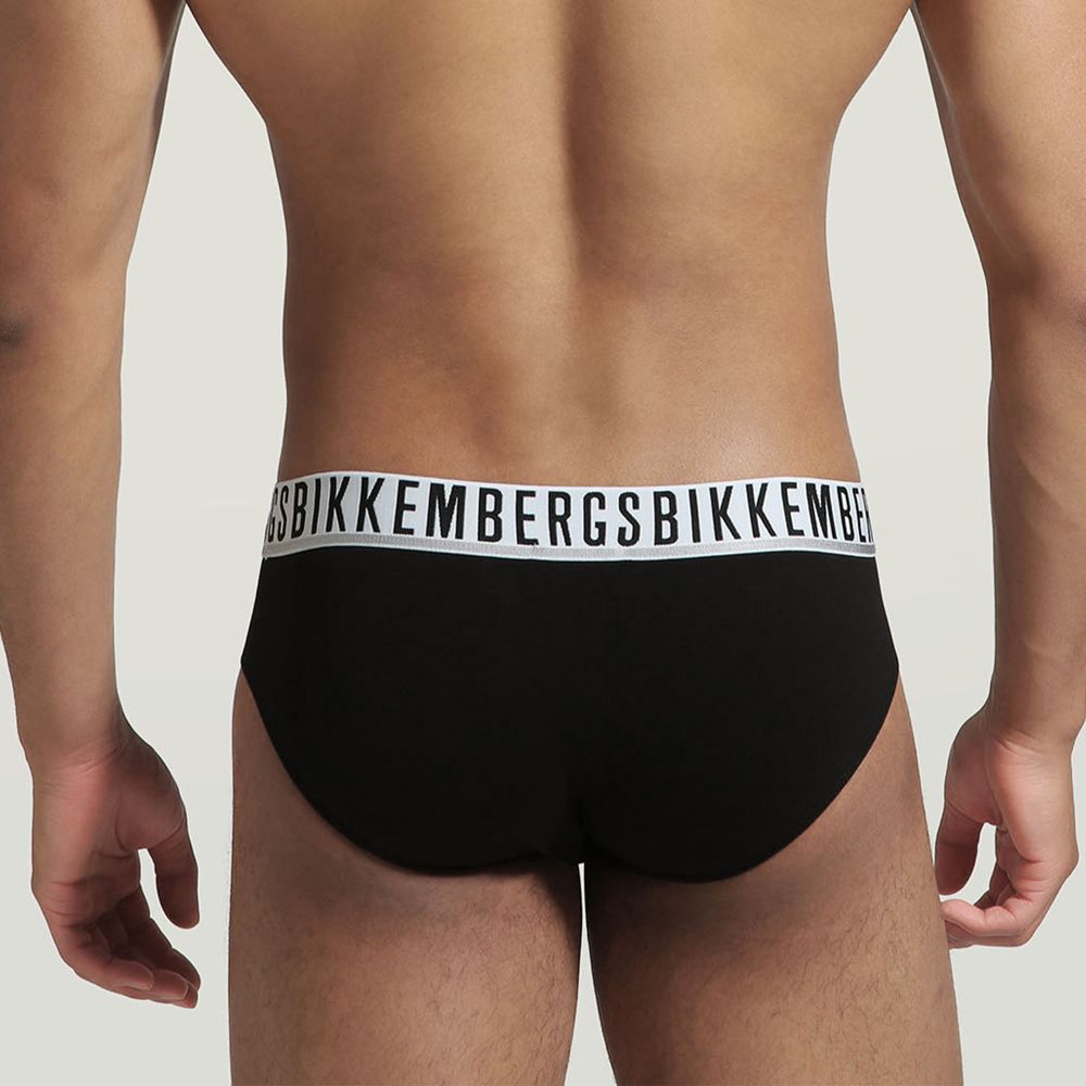 Мужские трусы брифы (белый, темно-синий, черный) набор 3в1 Bikkembergs ESSENTIAL BKK1USP01TR