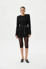 Платье с плечиками,Черный