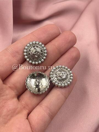 Пуговицы Шан. Серебро Жемчуг4 19,5 мм