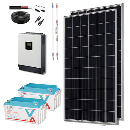 Гибридная Солнечная Электростанция 2 кВт 300Ач [СЭС 880Вт-300Ah-2000W]